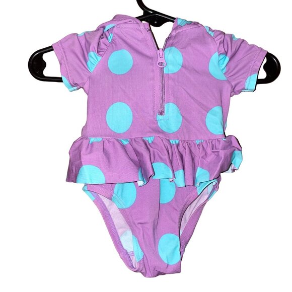 BabyGap Purple & Blue Polka Dot Ruffle Swimsuit 0-3 Months - Picture 1 of 6